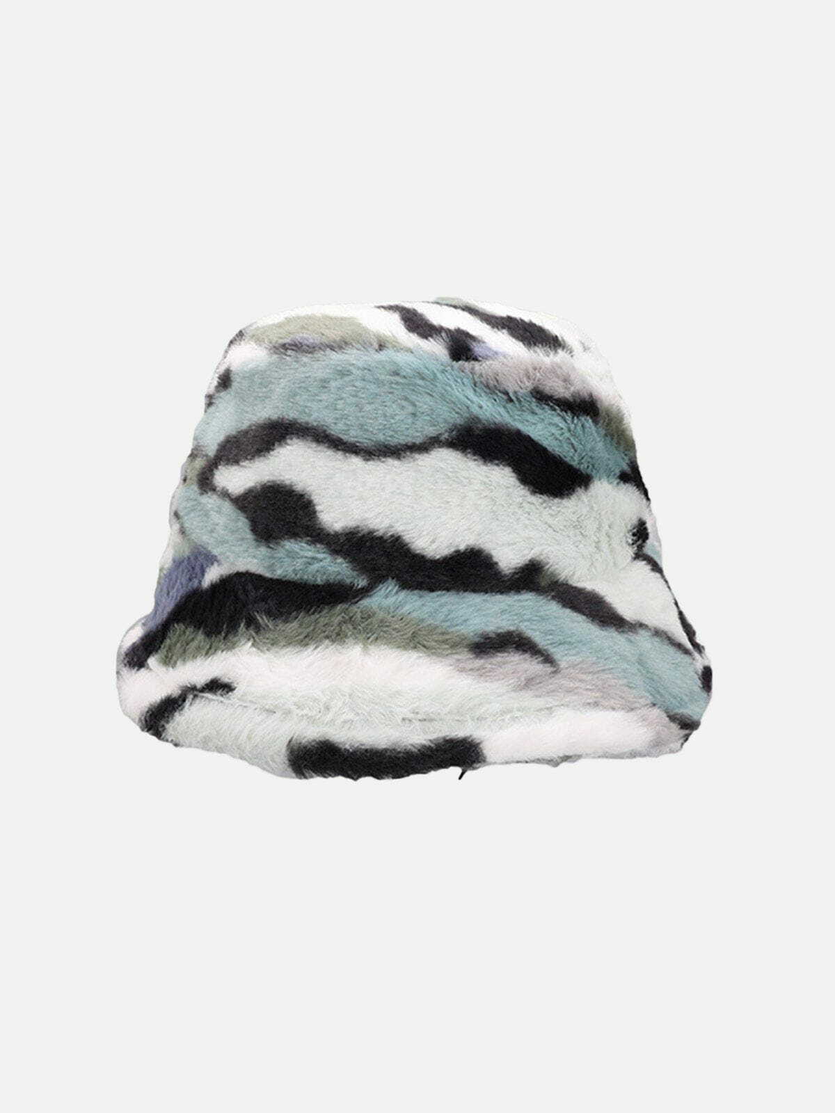 Camo Stripe Vintage Bucket Hat - Y2K Aesthetic, 90s Fashion, Grunge Style, Cute Outfits