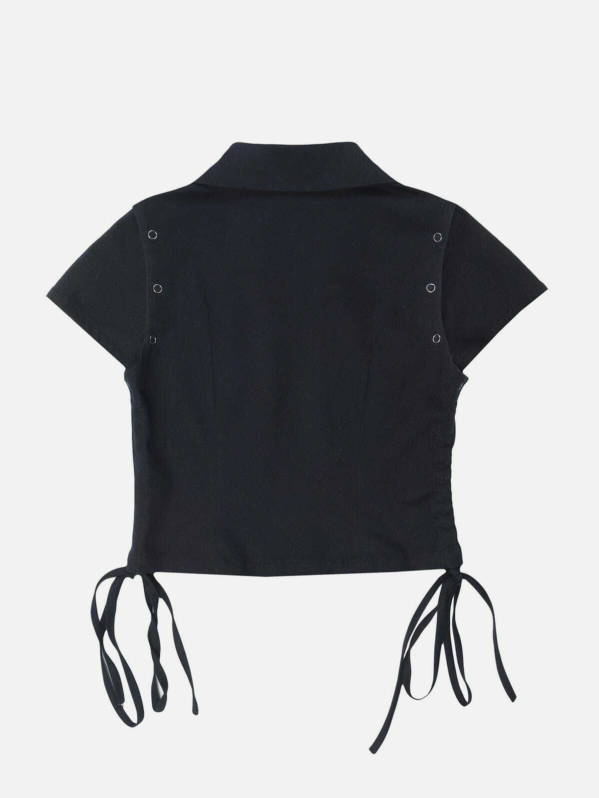 Detachable Drawstring Tee: Y2K Fashion Essential for Summer Outfits & Grunge Aesthetic Looks