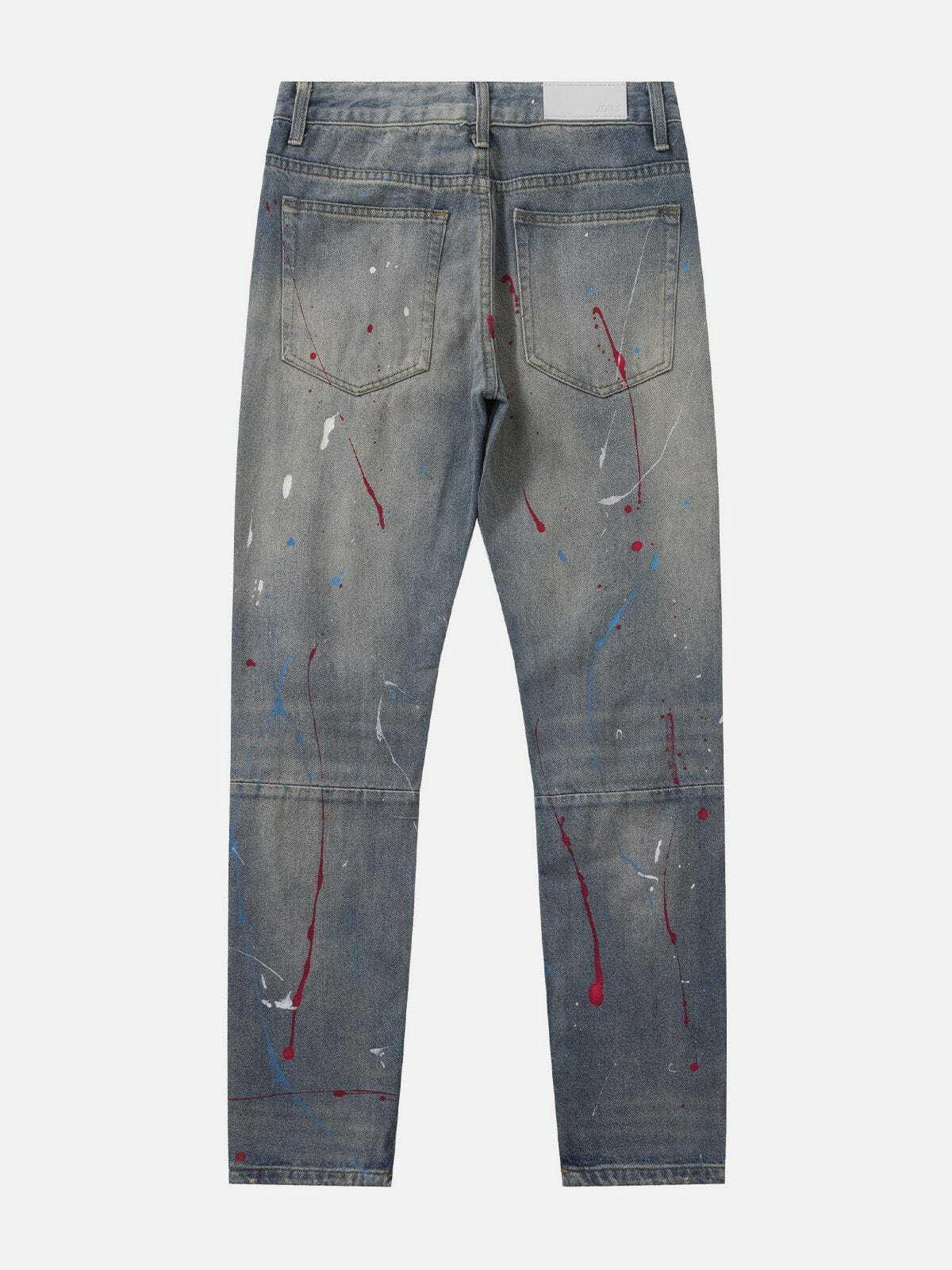 Distressed Graffiti Cargo Jeans - Y2K Grunge Style for Trendy Summer Outfits