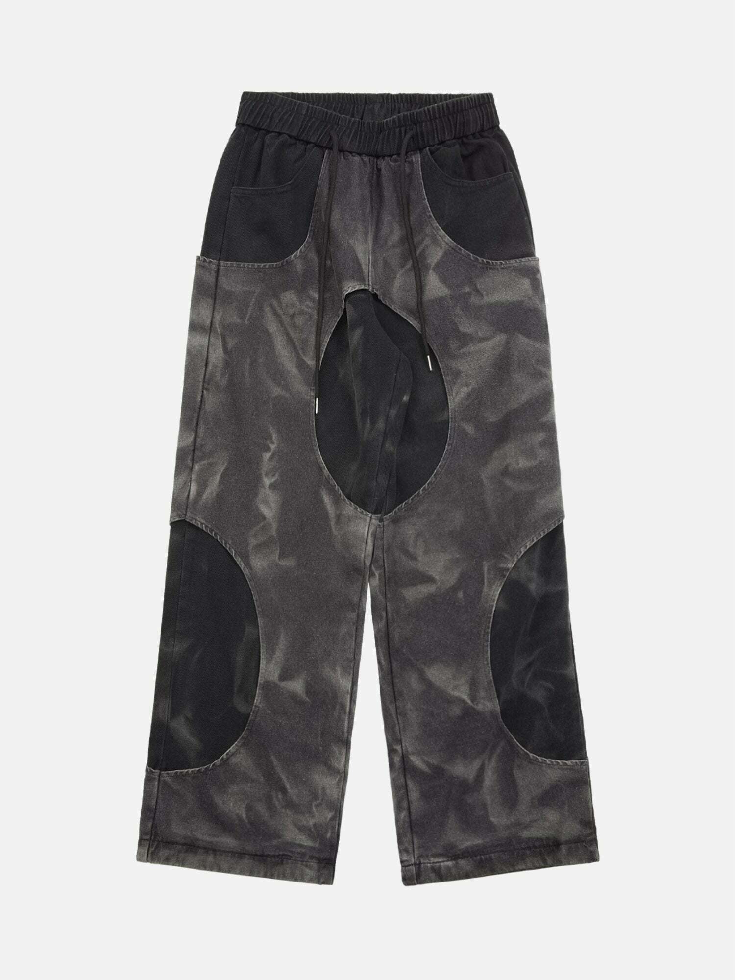 Distressed Tie-Dye Cutout Y2K Sweatpants for Grunge Aesthetic & 2000s Fashion Vibes