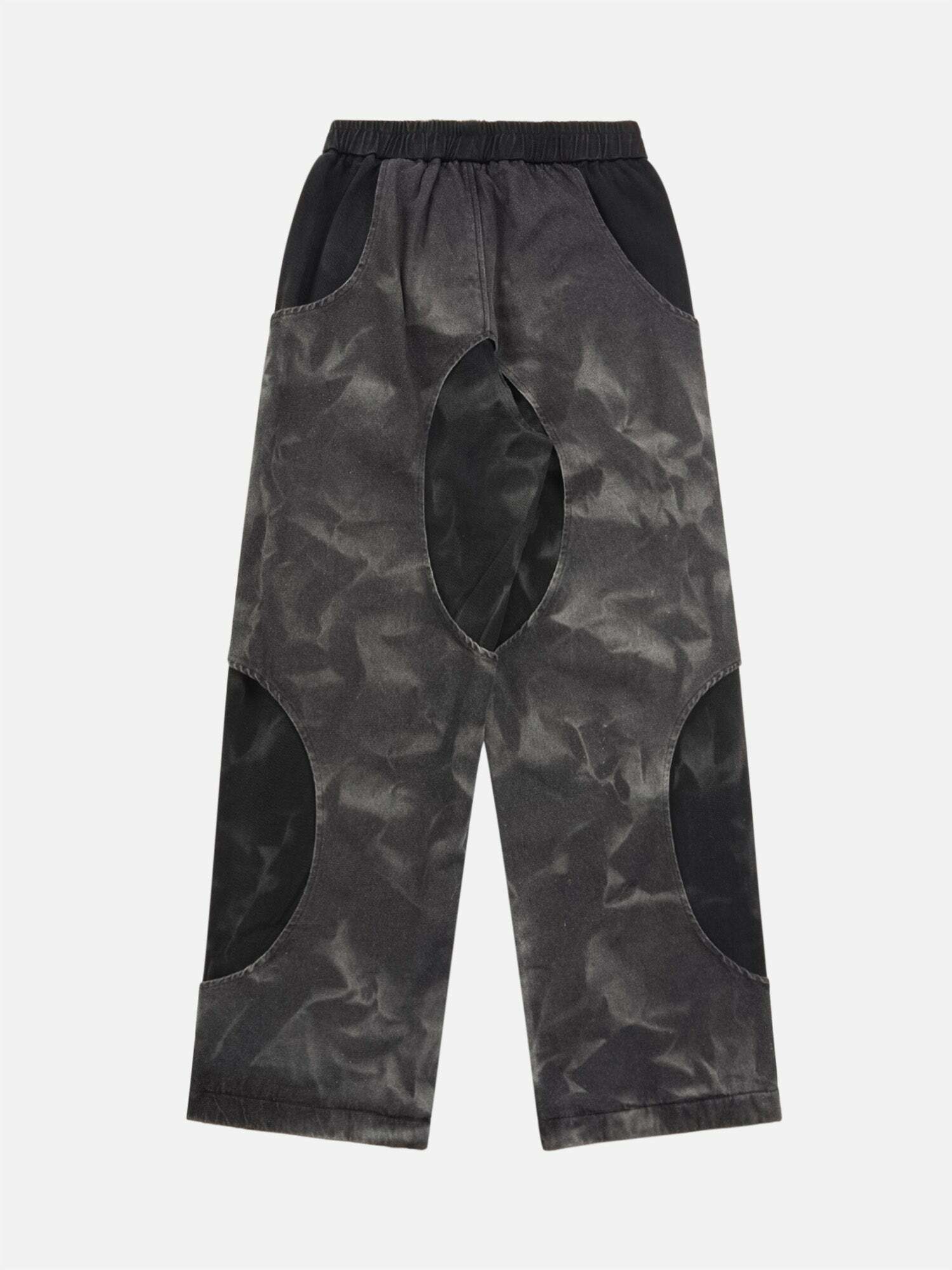 Distressed Tie-Dye Cutout Y2K Sweatpants for Grunge Aesthetic & 2000s Fashion Vibes