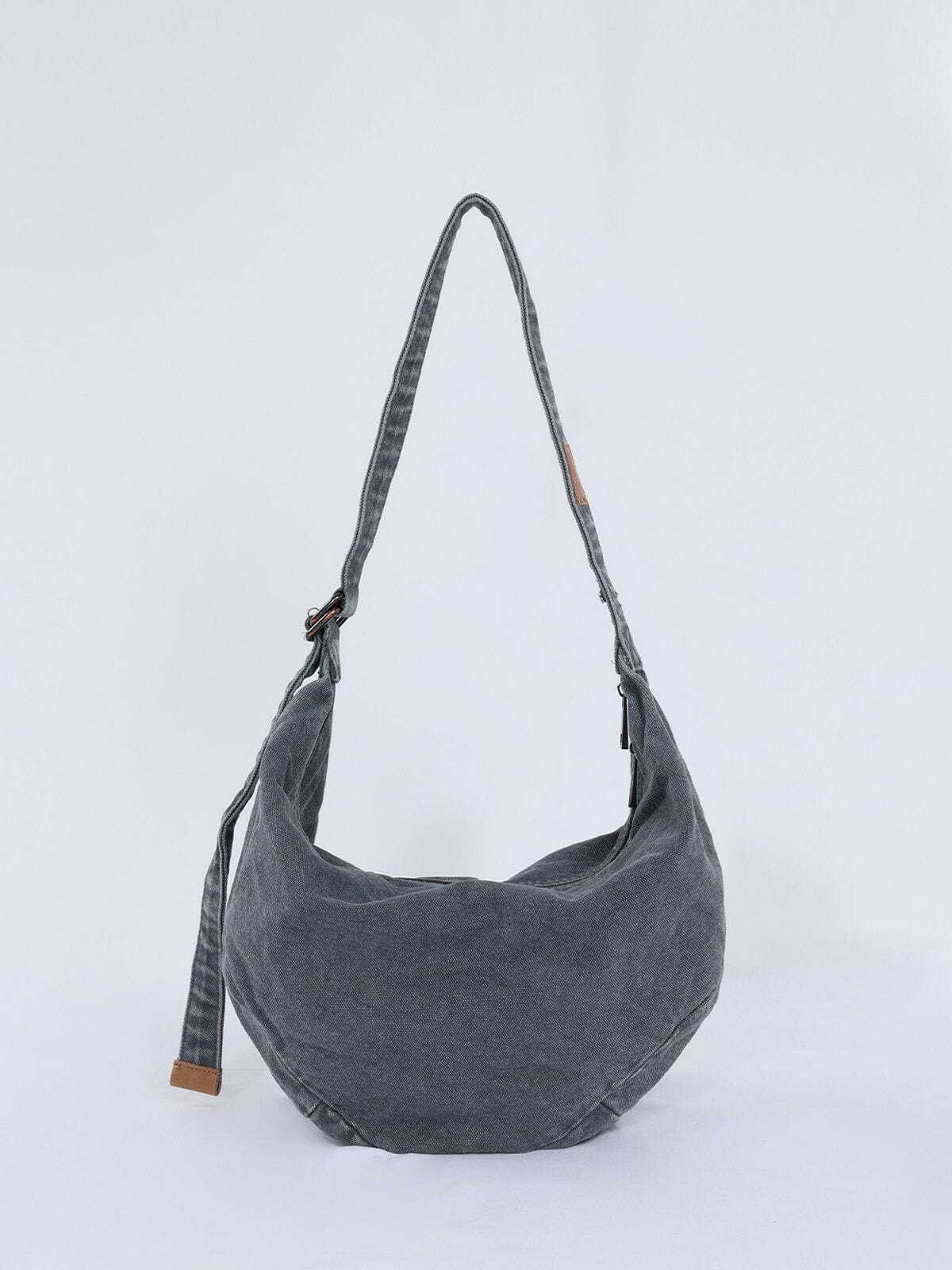 Distressed Washed Diagonal Bag - Y2K Aesthetic, Grunge Style, Perfect for 90s Fashion Lovers