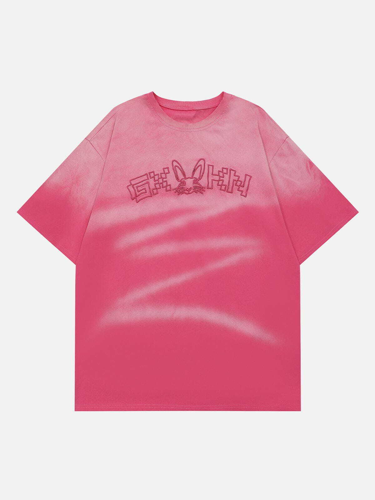 Embroidered Gradient Tee - Y2K Aesthetic Top for Summer, Grunge Style, and 90s Fashion Vibes