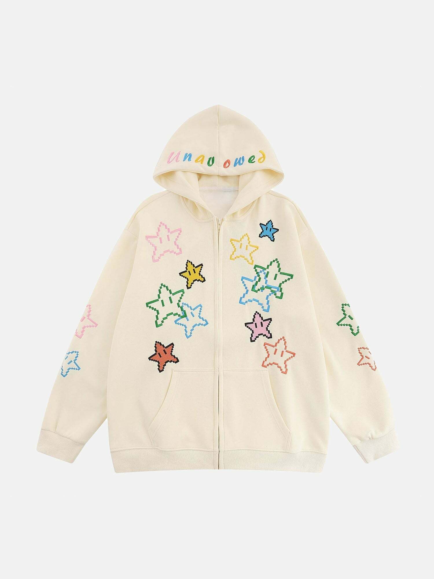 Embroidered Star Hoodie - Y2K Aesthetic Grunge Style for Trendy Summer Outfits & Casual Looks