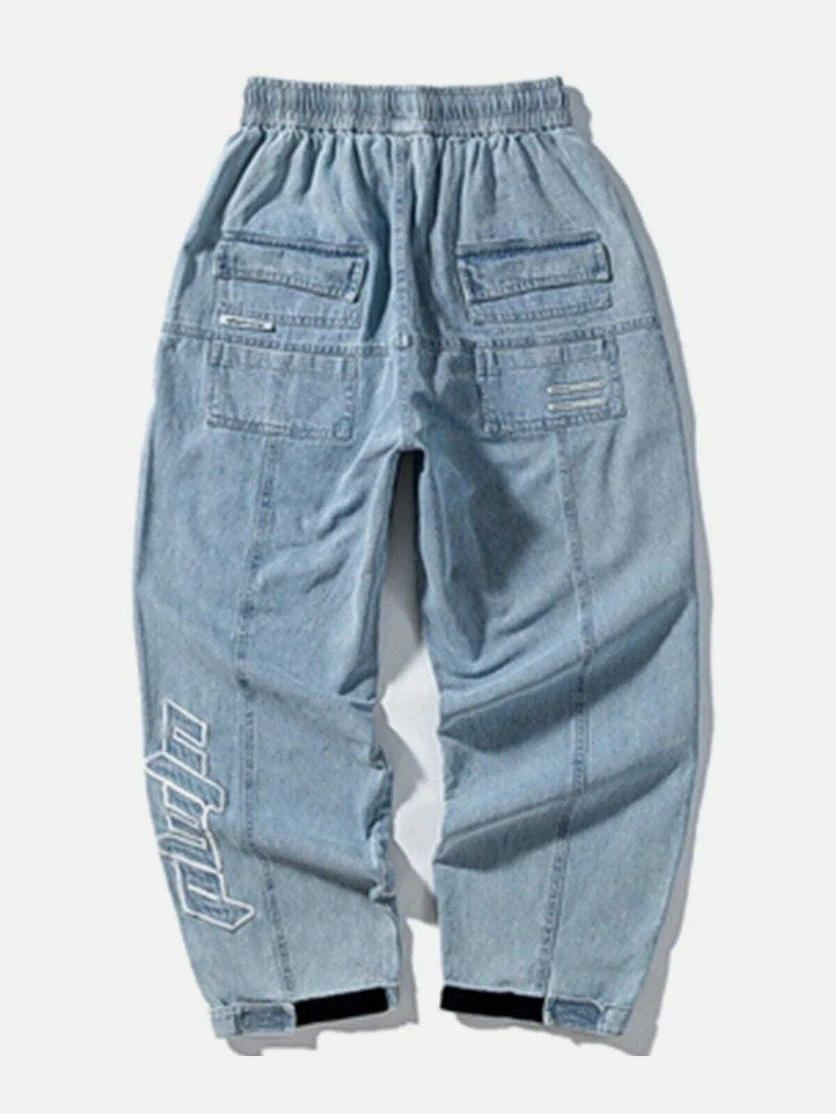 Embroidered Washed Straight Leg Cargo Pants - Y2K Grunge Style for Effortless Summer Outfits