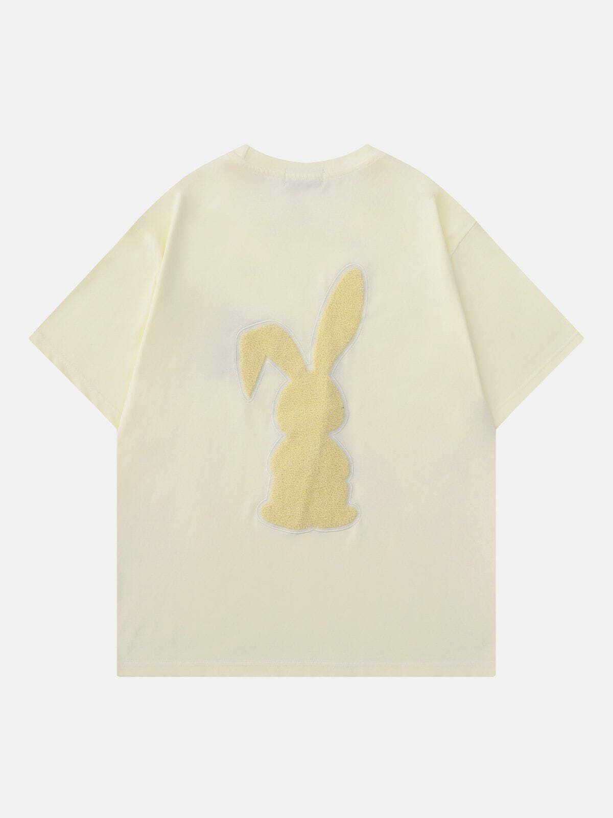 Flocked Rabbit Print Tee - Y2K Aesthetic Top for Cute Outfits & 90s Grunge Style Lovers