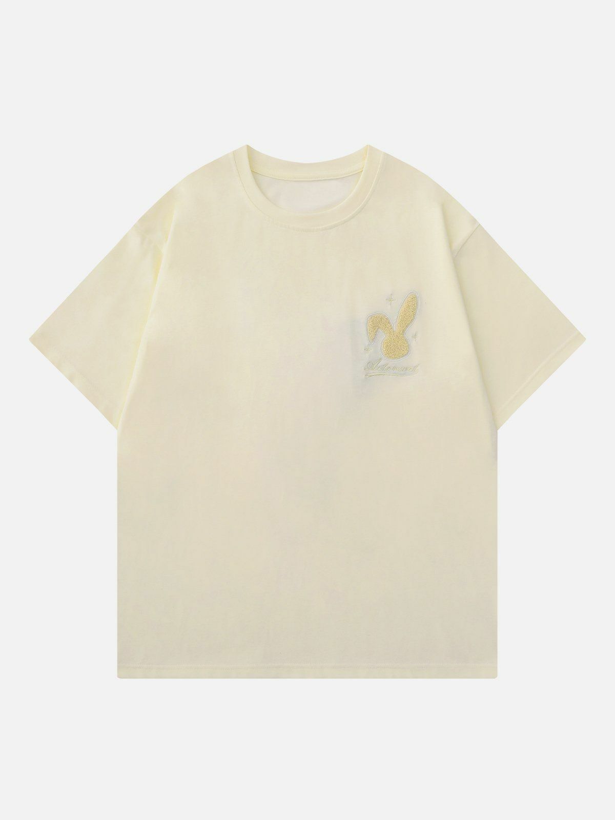 Flocked Rabbit Print Tee - Y2K Aesthetic Top for Cute Outfits & 90s Grunge Style Lovers