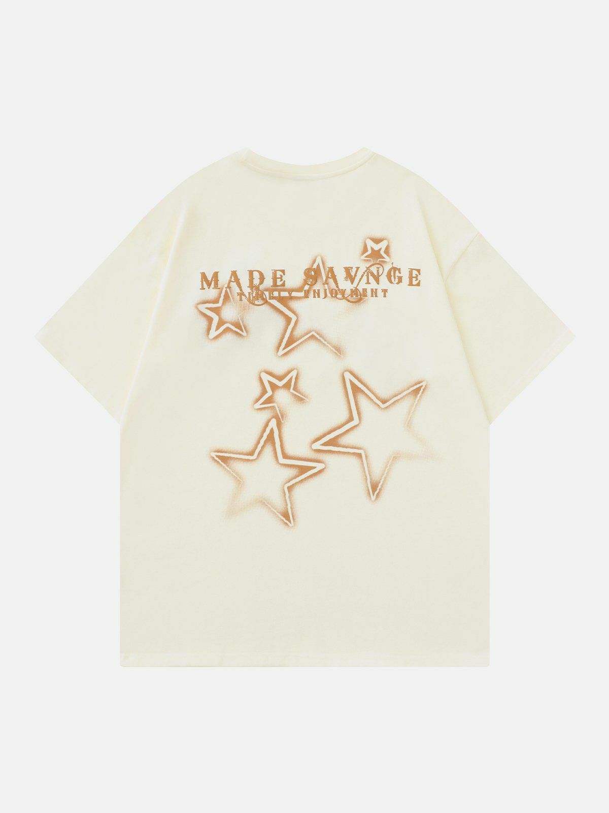 Flocked Star Letter Tee - Y2K Aesthetic Top for Grunge, 90s Fashion & Cute Summer Outfits