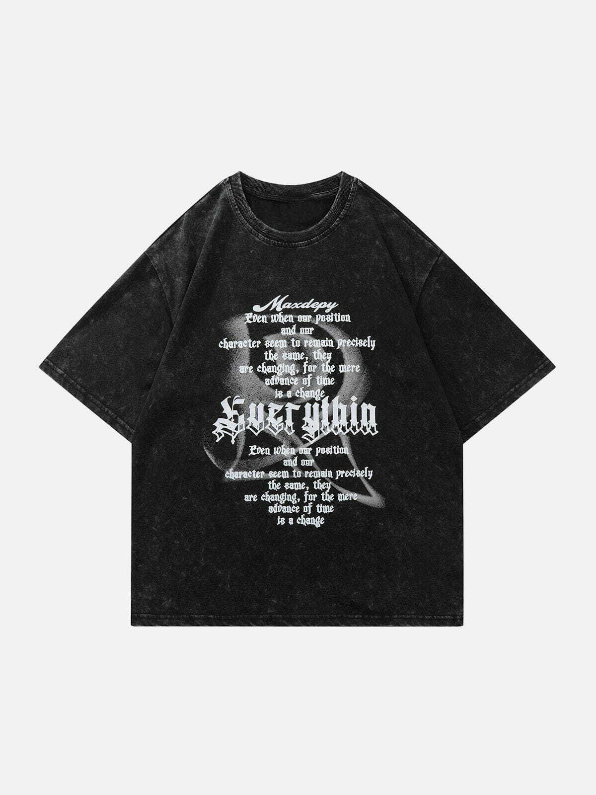 Gothic Letter Print Tee - Y2K Grunge Aesthetic Top for 90s Fashion Lovers and Cute Outfits