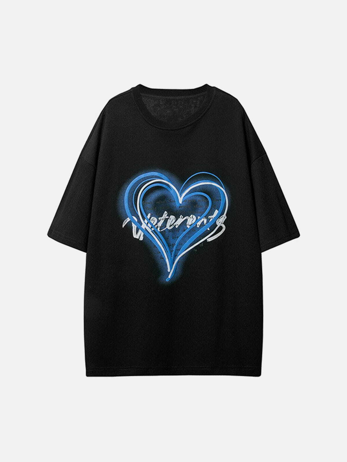 Heart Print Tee - Y2K Aesthetic Summer Top, Cute 90s Style for Grunge & Coquette Outfits