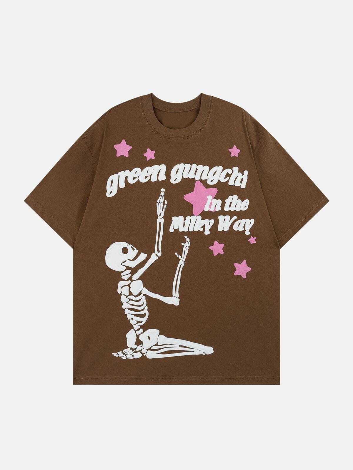 Kneeling Skeleton Graphic Tee - Y2K Aesthetic, Grunge Style, 90s Fashion, Cute Outfit Ideas