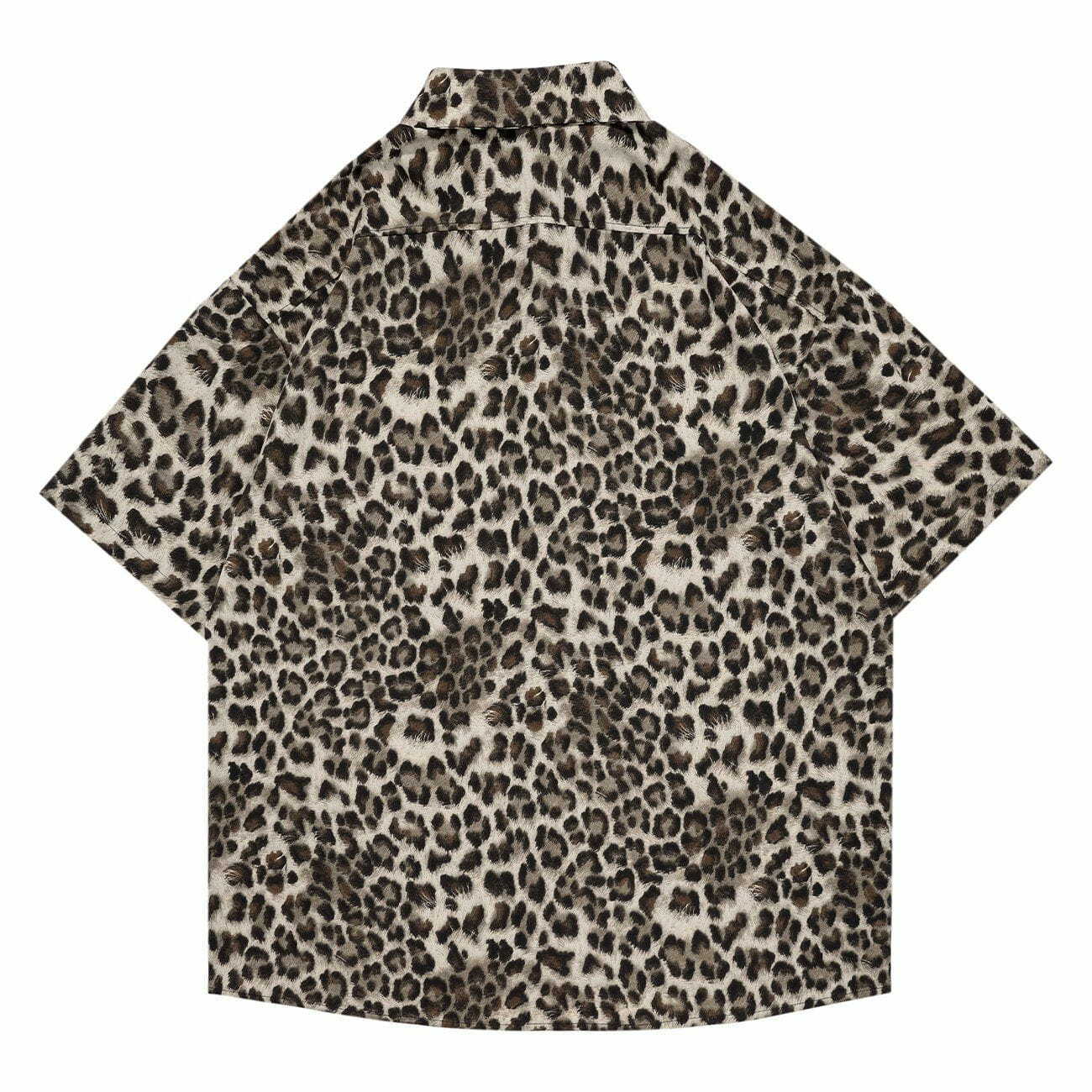 Leopard Print Short Sleeve Shirt - Y2K Aesthetic Top for 90s Inspired Summer Outfits