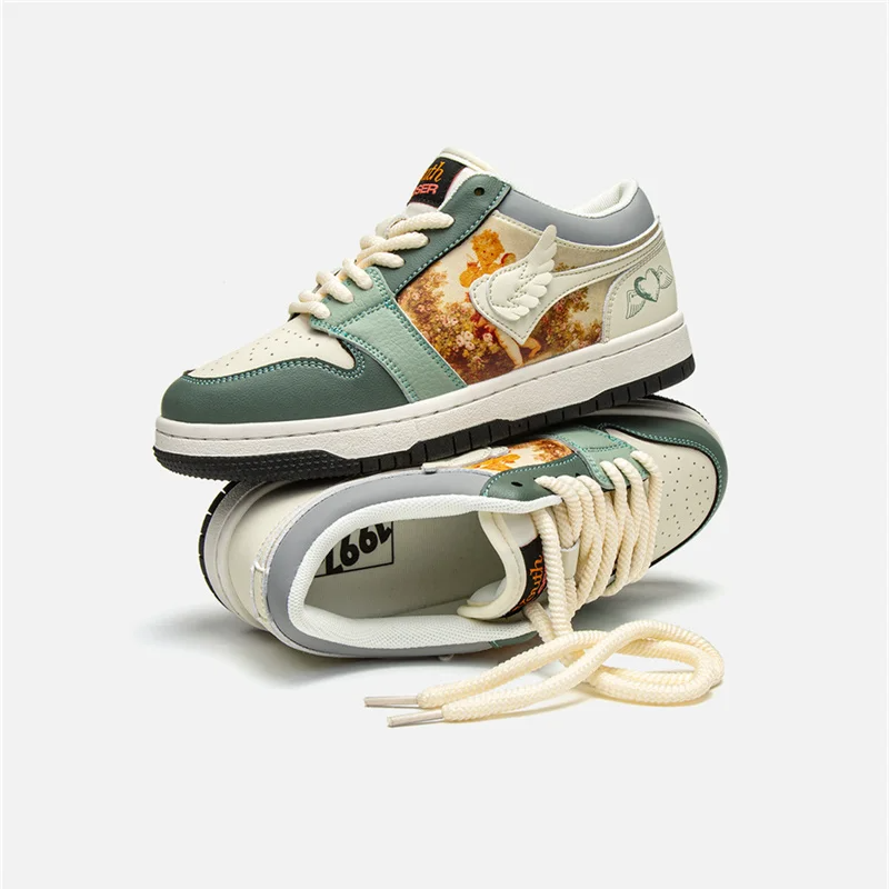 Multicolor Y2K Retro Star Skateboard Shoes for Grunge, 90s Fashion & Aesthetic Outfits