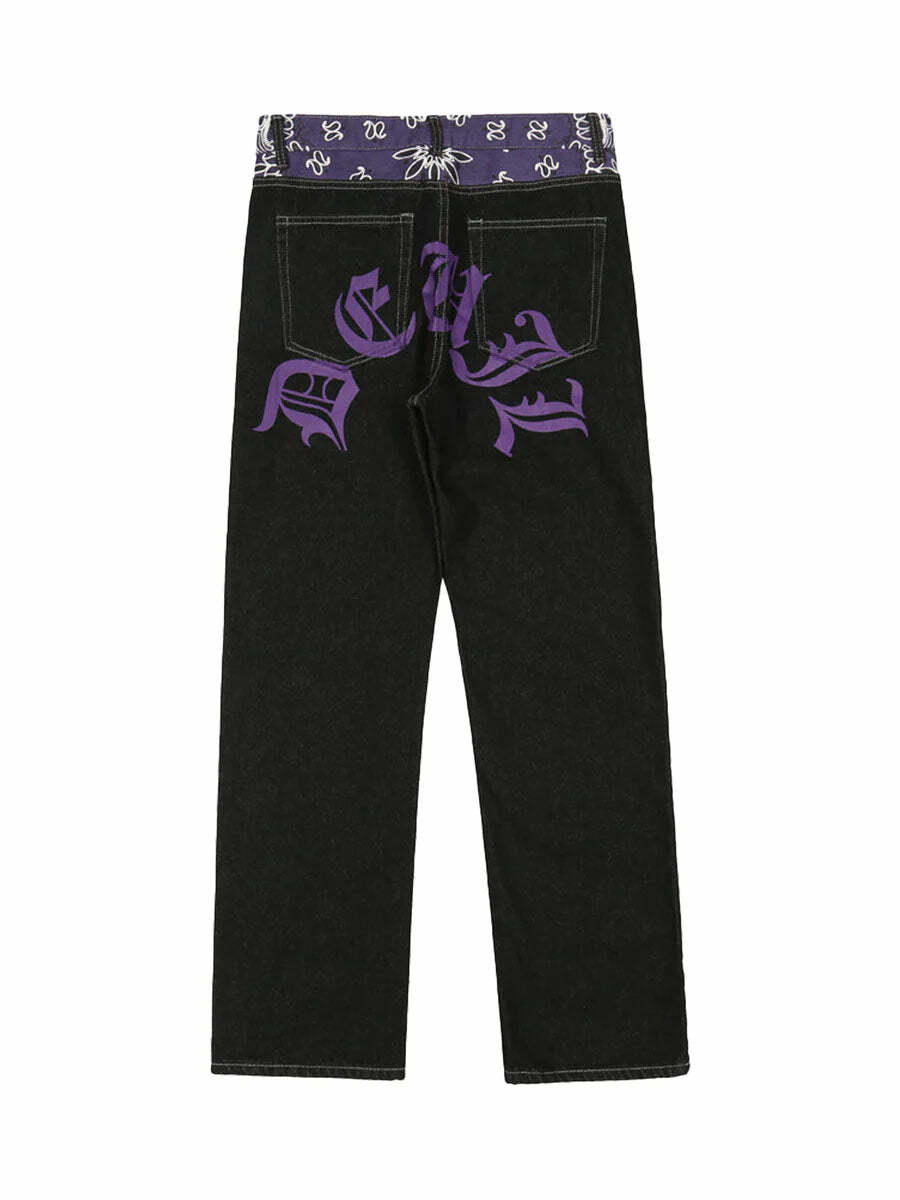 Petal Letter Y2K Baggy Jeans: Trendy 90s Grunge Style for Effortless Summer Outfits