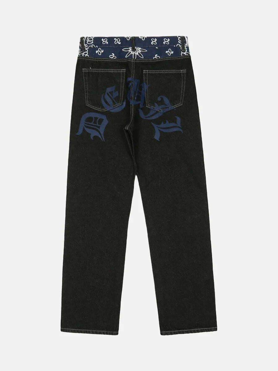 Petal Letter Y2K Baggy Jeans: Trendy 90s Grunge Style for Effortless Summer Outfits