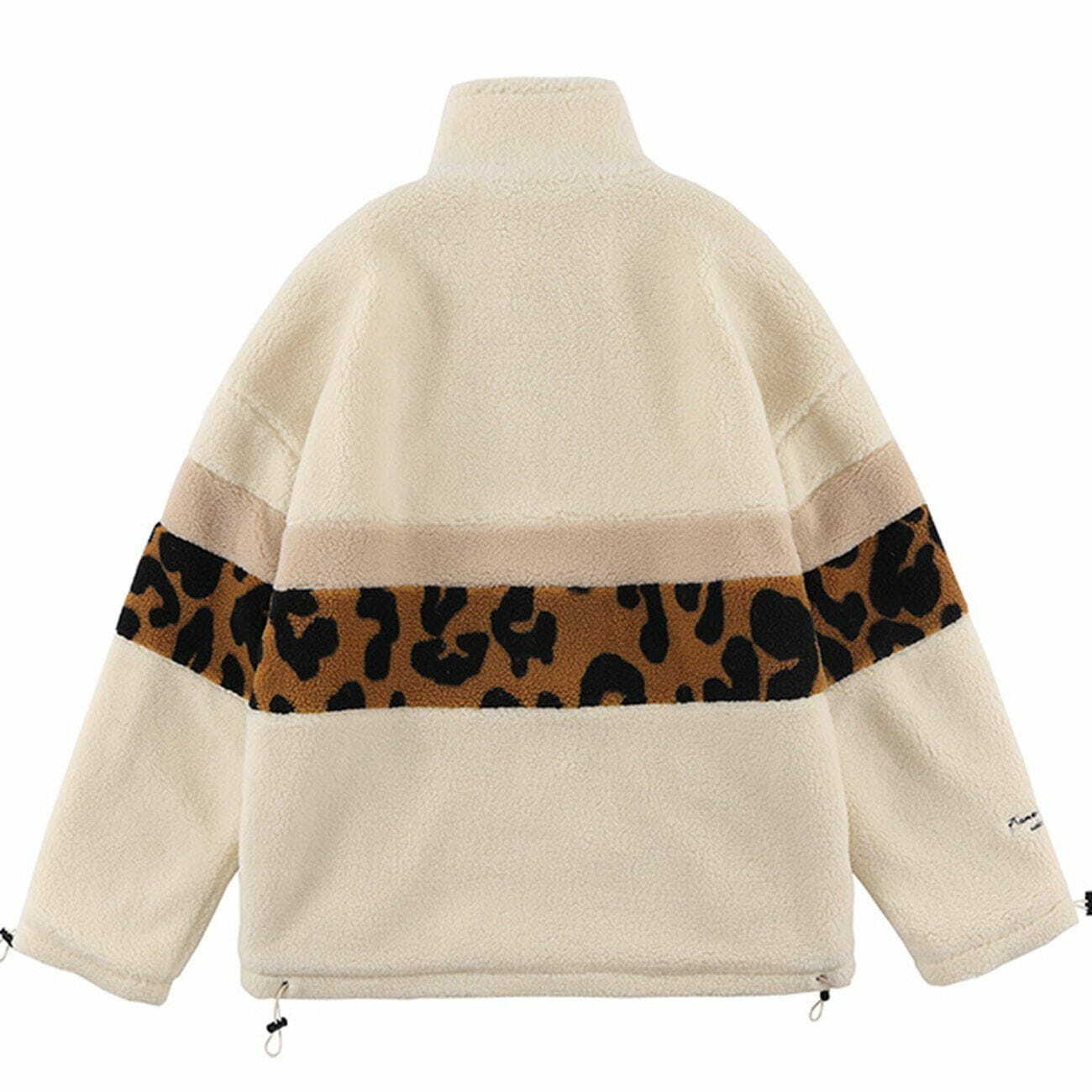 Stitching Leopard Sherpa Coat - Y2K Grunge Aesthetic Winter Fashion for Cozy Outfits