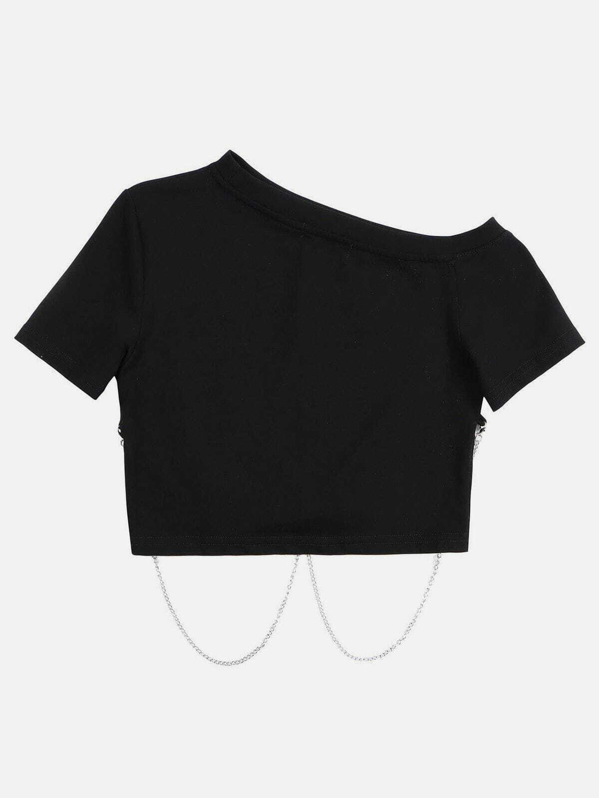 Stunning Y2K Chain Crop Tee - Trendy Grunge Aesthetic Top for Summer Outfits & 90s Fashion