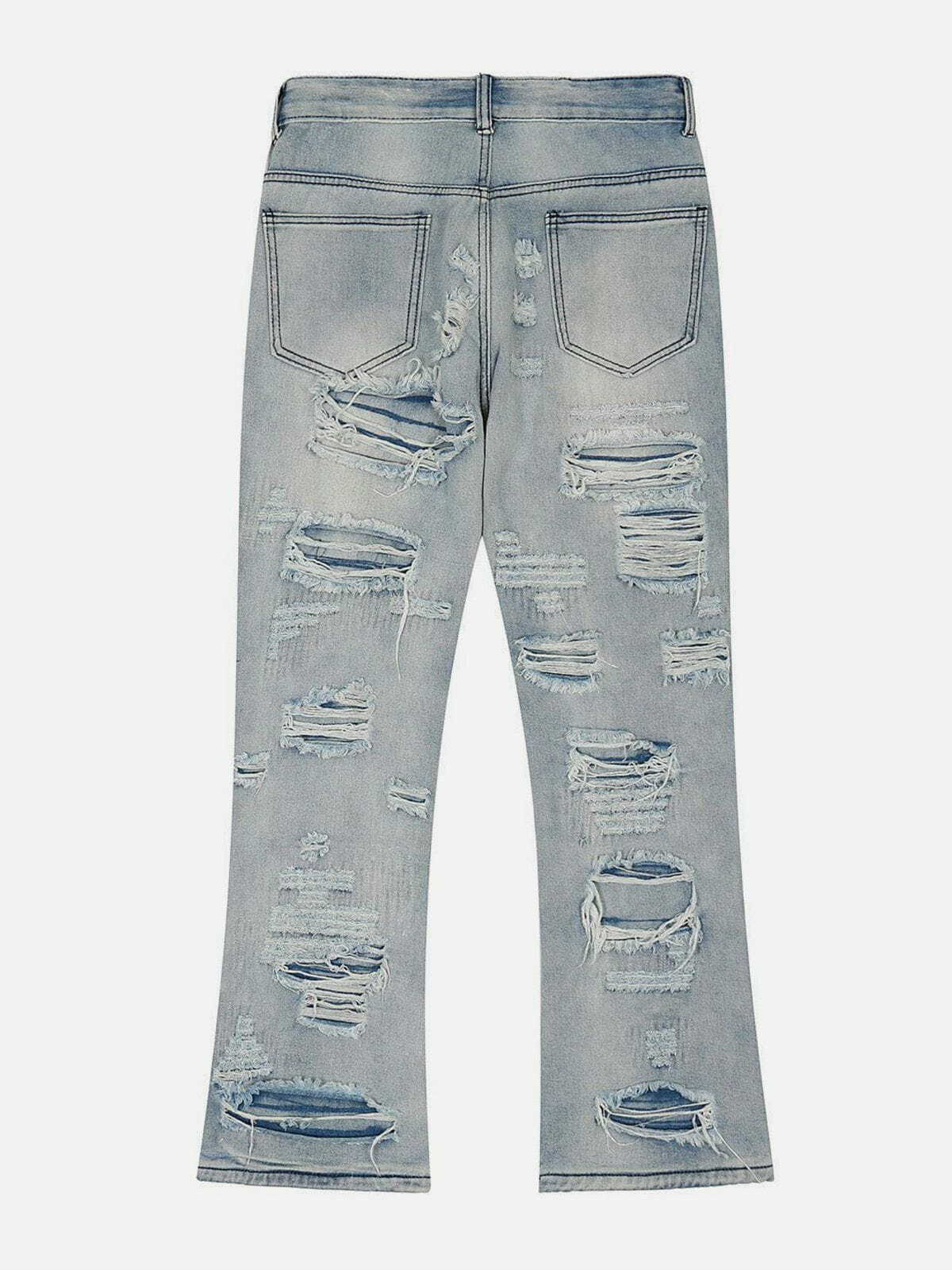 Trendy Ripped Hole Jeans for Y2K Fashion Lovers - Grunge Aesthetic & 90s Style Must-Have