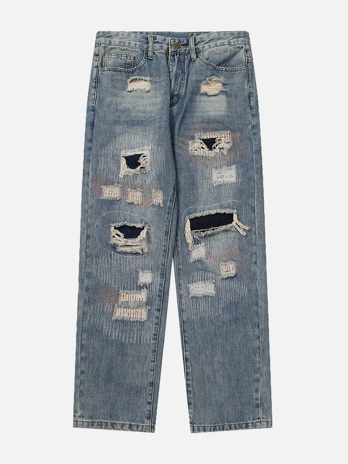 Trendy Washed Hole Baggy Jeans - Y2K Grunge Style, 90s Aesthetic, and Vintage Vibes