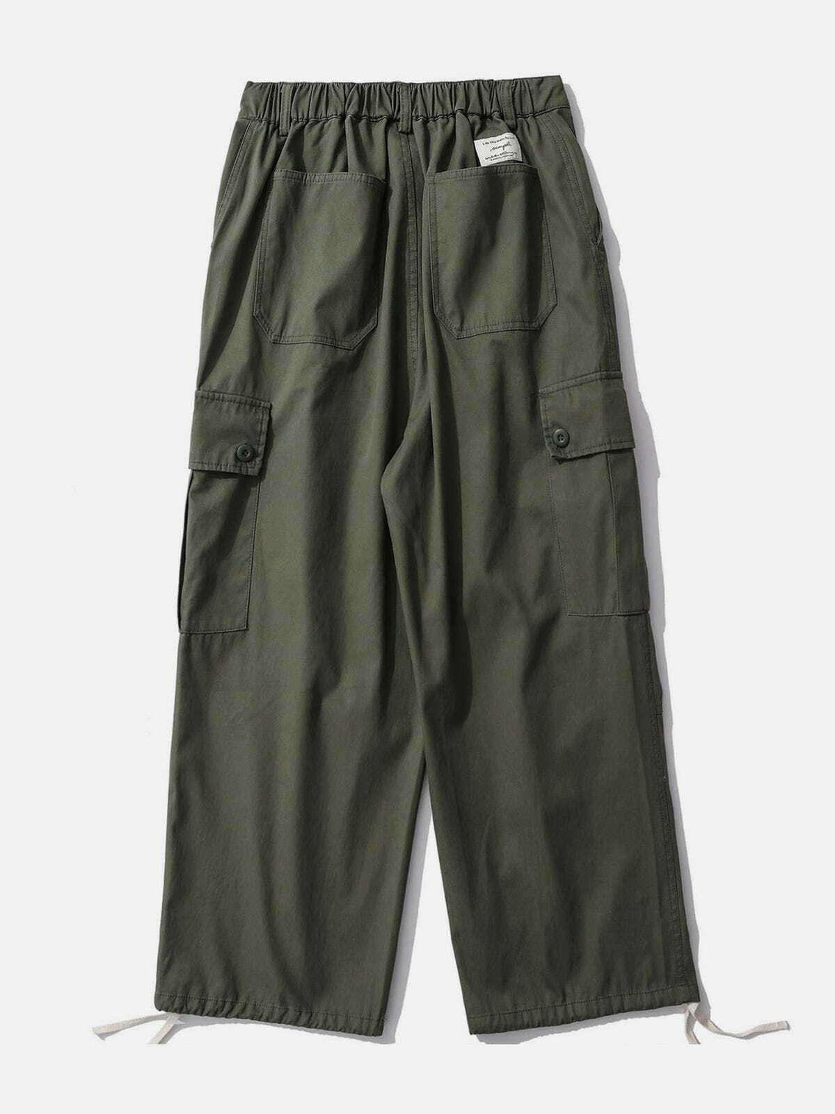 Trendy Y2K Cargo Pants with Multiple Pockets for Grunge and 90s Fashion Aesthetic Outfits