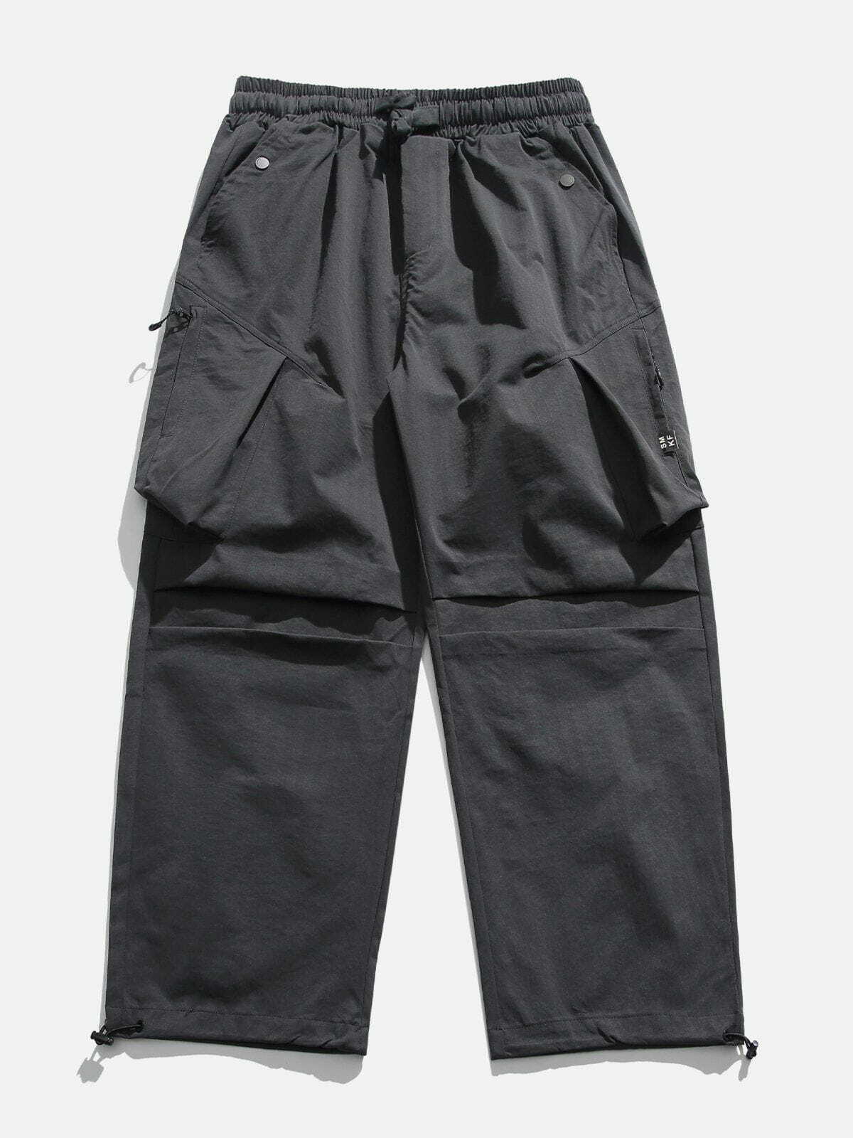 Trendy Y2K Cargo Pants with Pleats and Large Pockets for Grunge and 90s Fashion Lovers