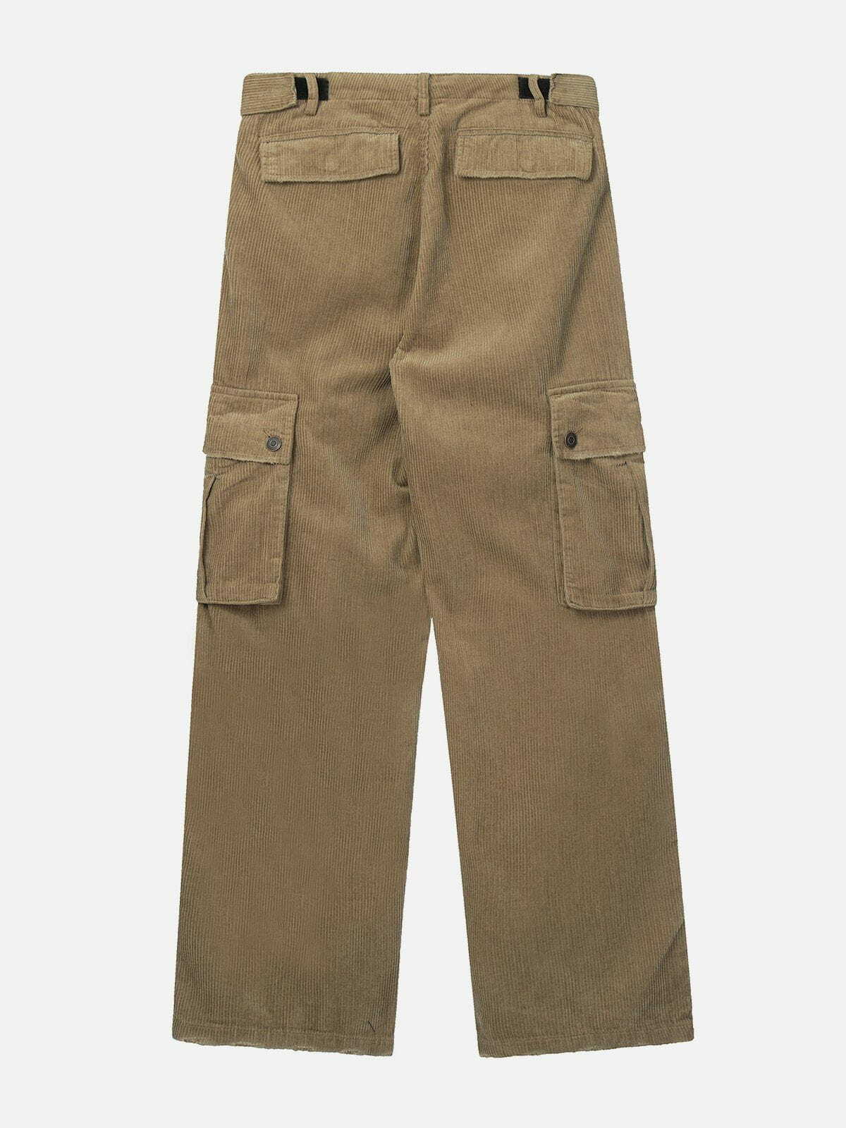 Trendy Y2K Corduroy Cargo Pants with Multi Pockets for Grunge and 90s Fashion Lovers