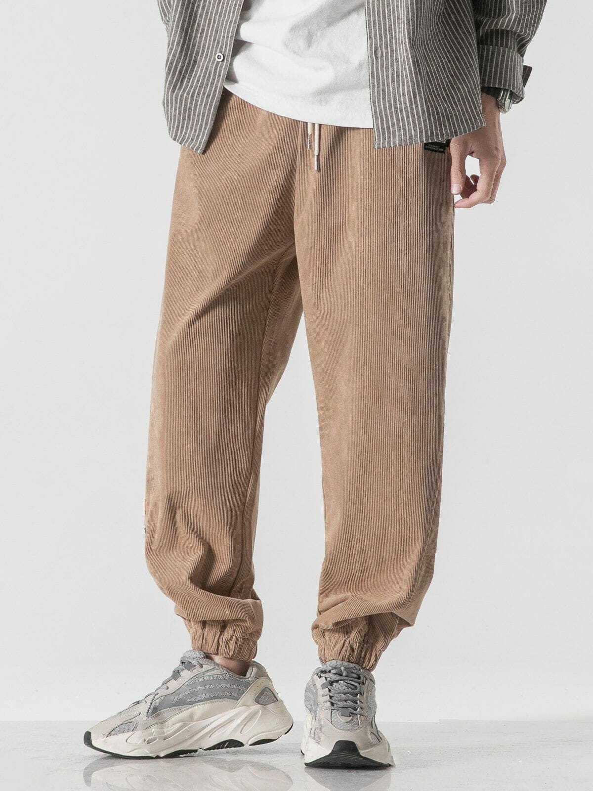 Trendy Y2K Corduroy Sweatpants for Grunge Aesthetic & 90s Fashion Lovers - Cozy & Chic!