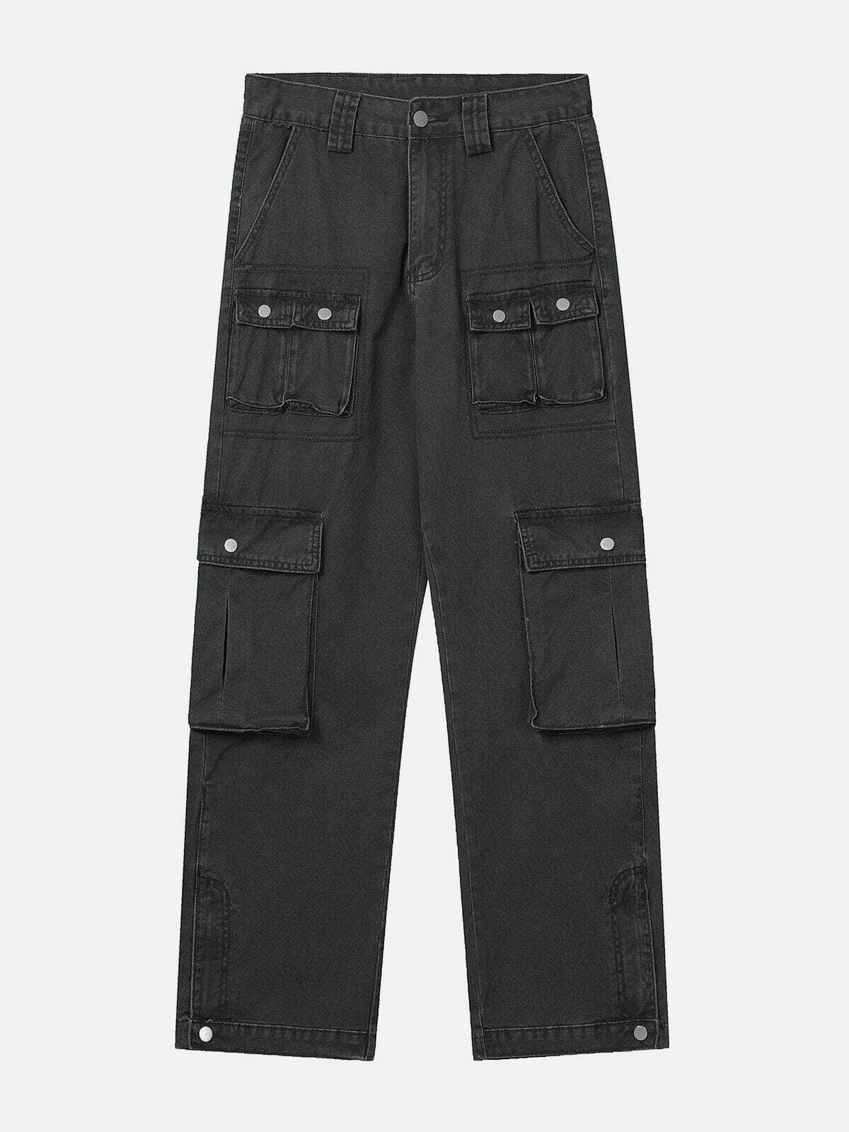 Trendy Y2K Multi Pocket Denim Cargo Pants for Grunge and 90s Fashion Lovers