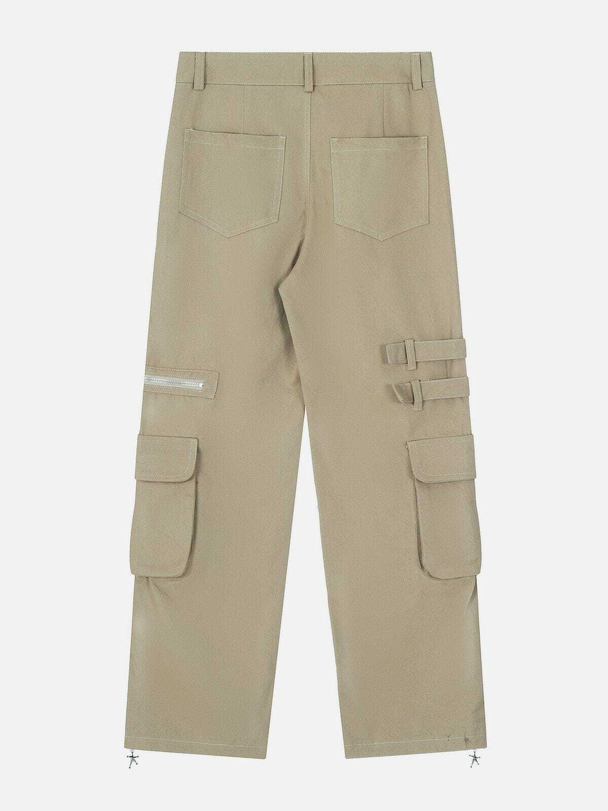 Trendy Y2K Multi-Pocket Zippered Cargo Pants for Grunge and 90s Fashion Lovers