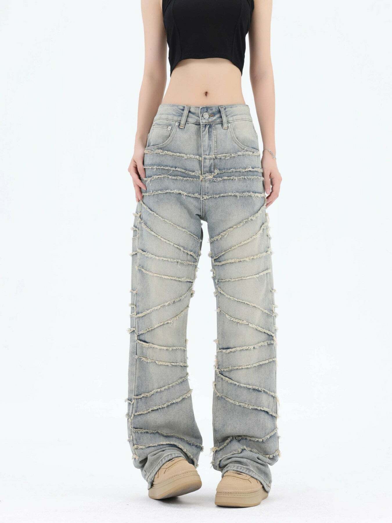 Trendy Y2K Wide Leg Cat Whisker Jeans - Perfect for Grunge, 90s Fashion & Summer Outfits