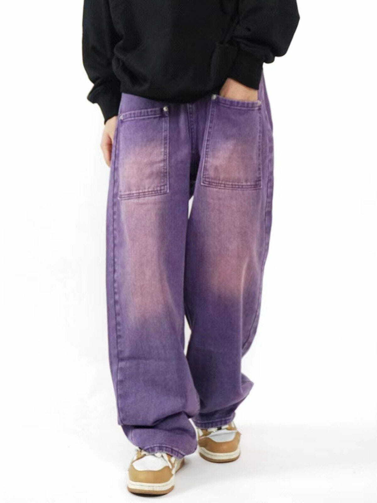 Vintage Distressed Cargo Pants with Large Pockets - Y2K Grunge Style for Effortless Summer Outfits