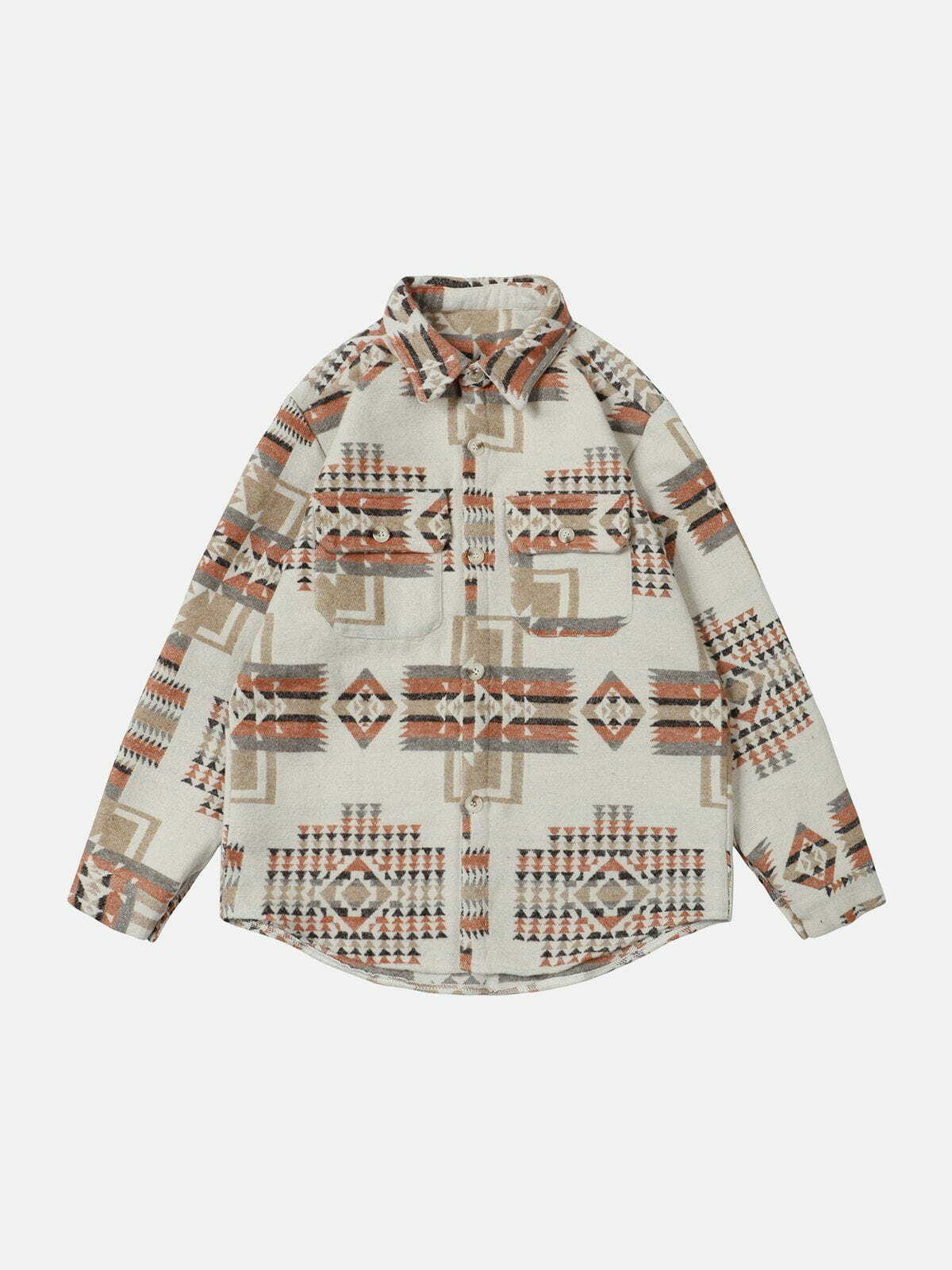 Vintage Plaid Embroidery Shacket - Y2K Grunge Aesthetic Layering Piece for 90s Fashion Lovers