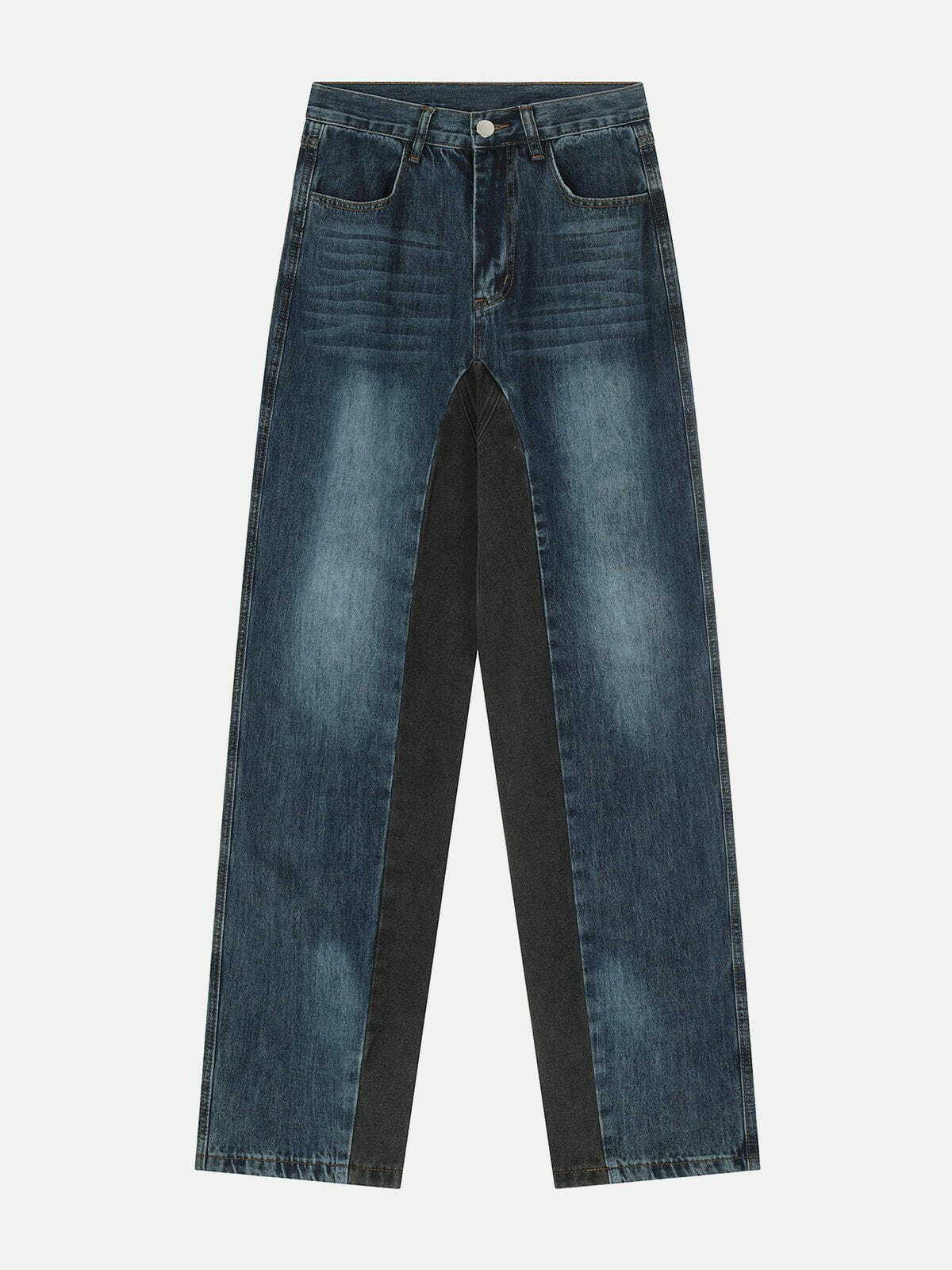 Vintage Wash Patchwork Baggy Jeans - Y2K Grunge Style, 90s Fashion, and Aesthetic Outfit Essential