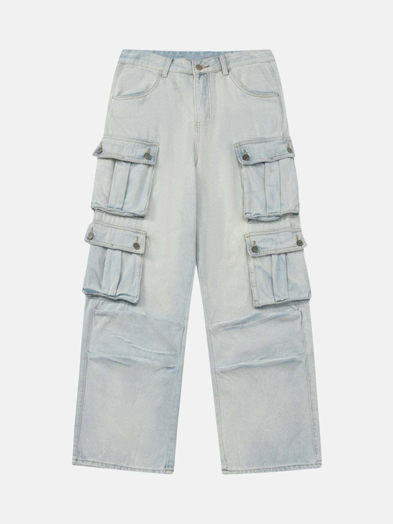 Vintage Washed Cargo Pants: Y2K Grunge Style with Multi-Pockets for Effortless Summer Outfits