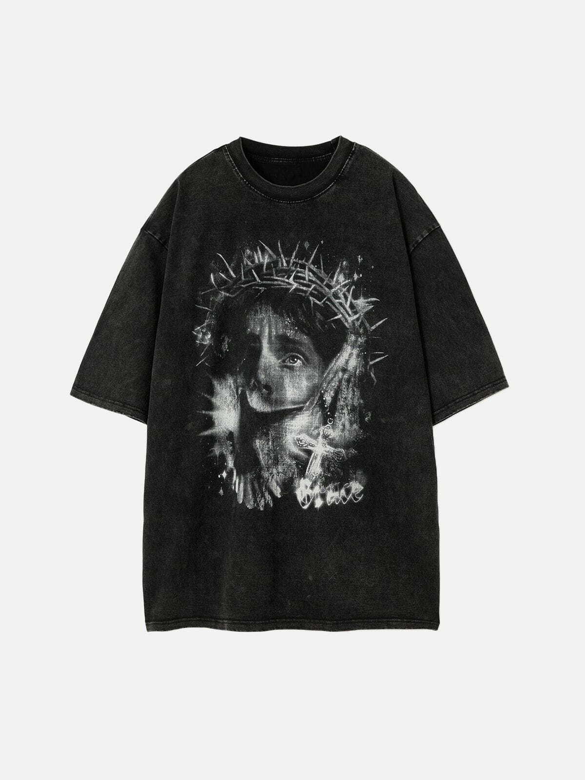 Vintage Y2K Jesus Print Tee - Retro Grunge Aesthetic, 90s Style, and Cute Outfit Ideas