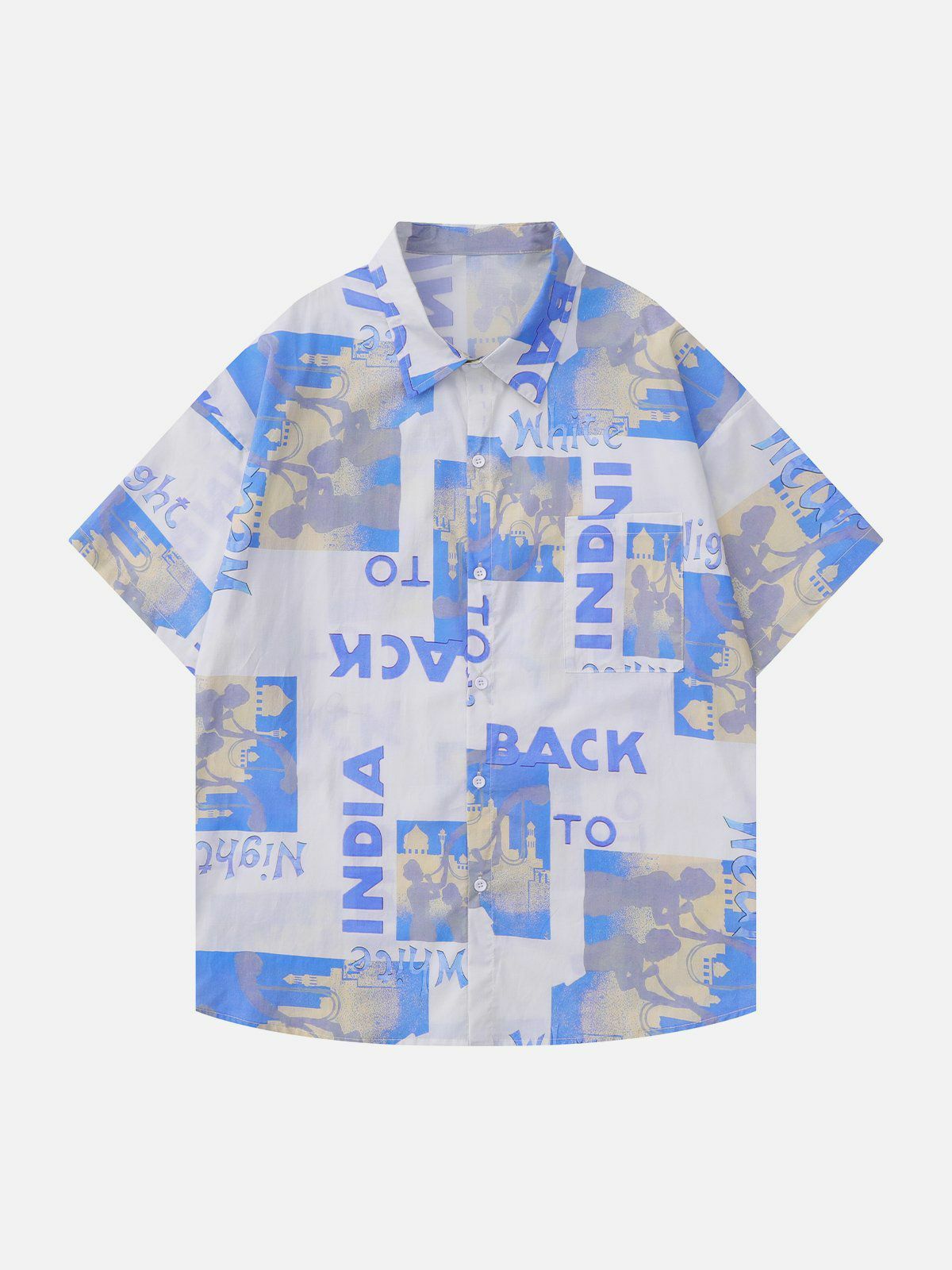 Vintage Y2K Letter Print Short Sleeve Shirt - 90s Grunge Aesthetic Summer Outfit Essential