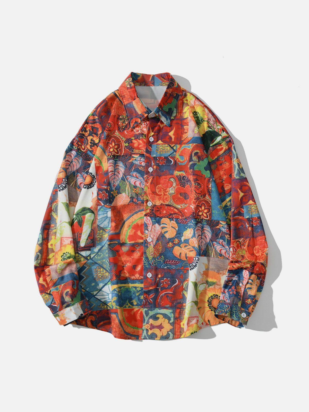 Vintage Y2K Print Long-Sleeved Shirt 90s Grunge Aesthetic Perfect for Summer Outfits & Casual