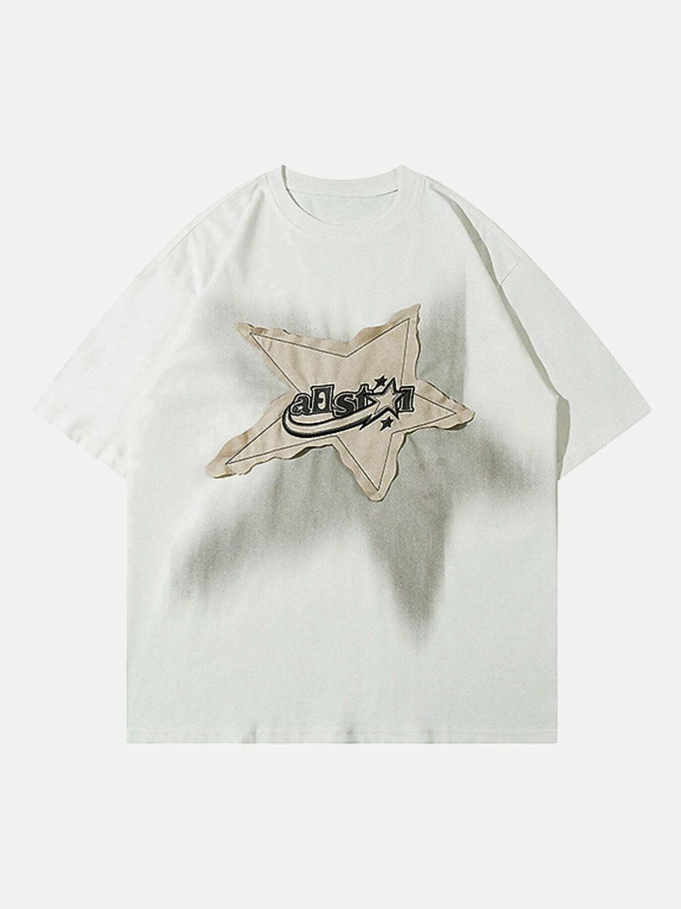 Vintage Y2K Star Graphic Tee - Retro 90s Grunge Aesthetic Top for Summer Outfits & Casual Looks