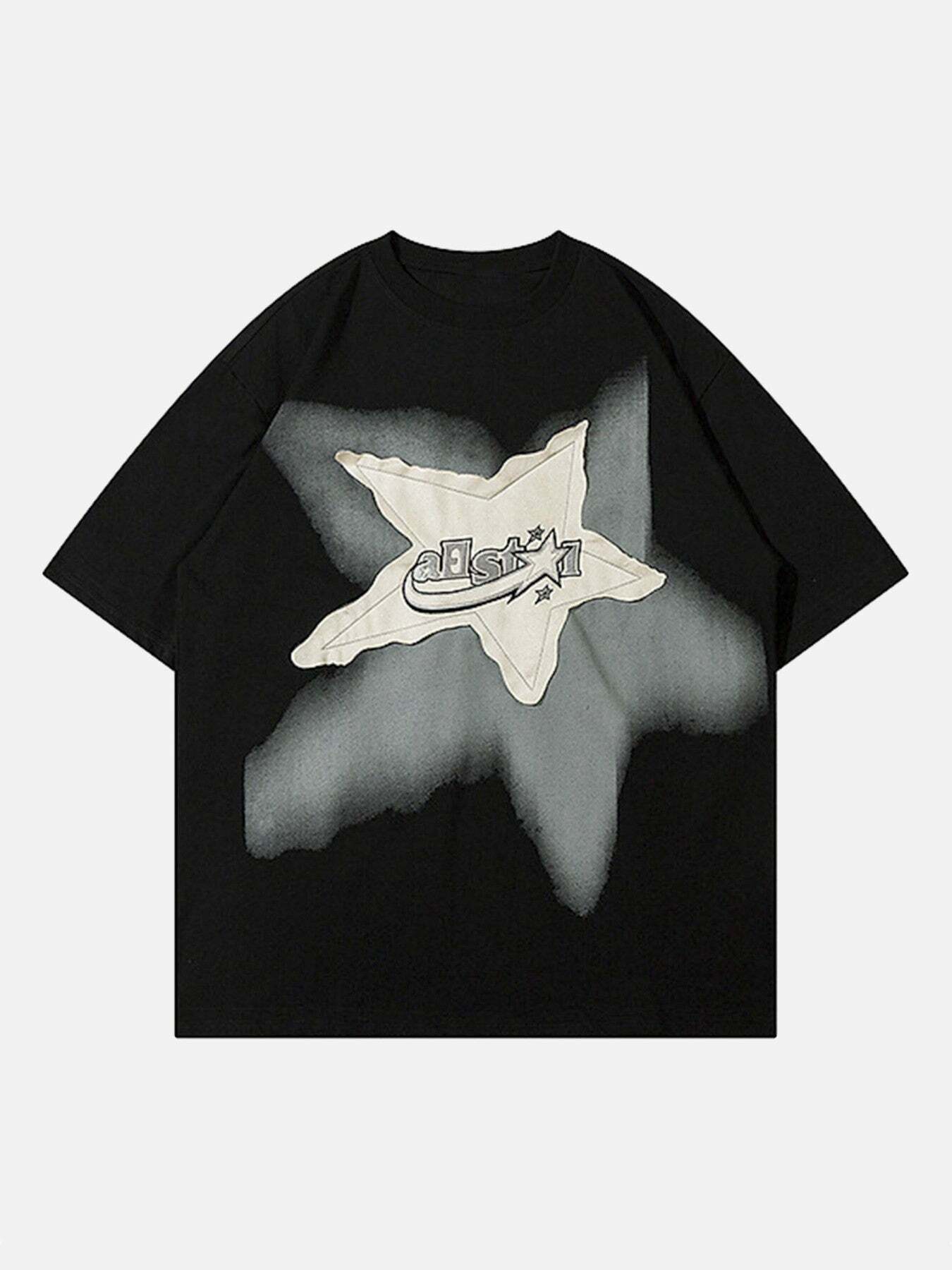 Vintage Y2K Star Graphic Tee - Retro 90s Grunge Aesthetic Top for Summer Outfits & Casual Looks