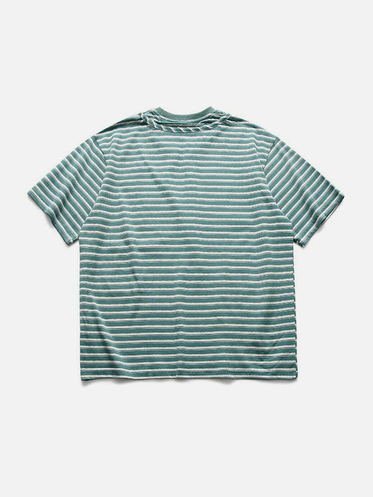 Vintage Y2K Stripe Drawstring Tee - Retro 90s Grunge Aesthetic Top for Summer Outfits