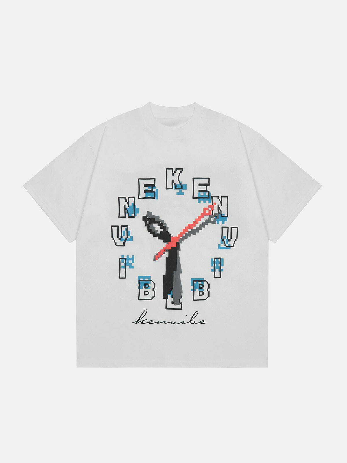 Y2K Aesthetic Alphabet Clock Print Tee - Vintage 90s Grunge Style for Trendy Outfits