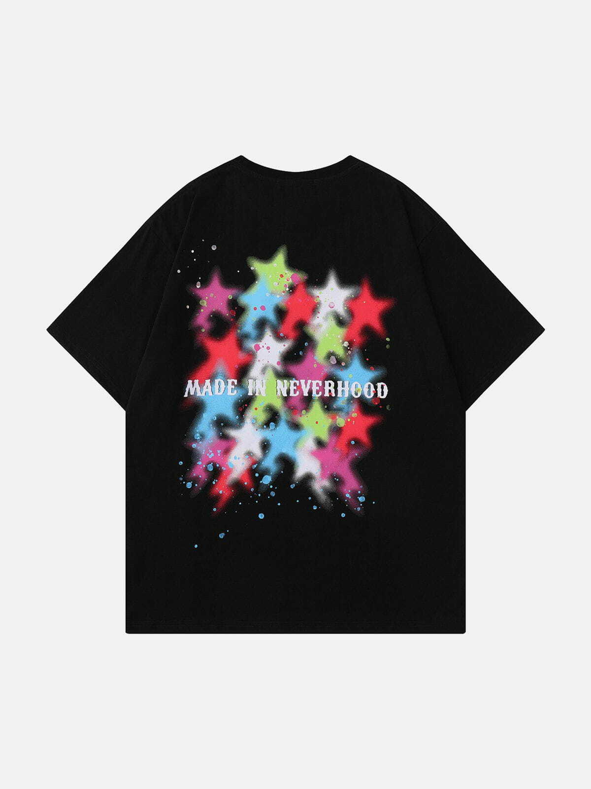 Y2K Aesthetic Color Stars Graffiti Tee - Trendy 90s Grunge Style for Summer Outfits