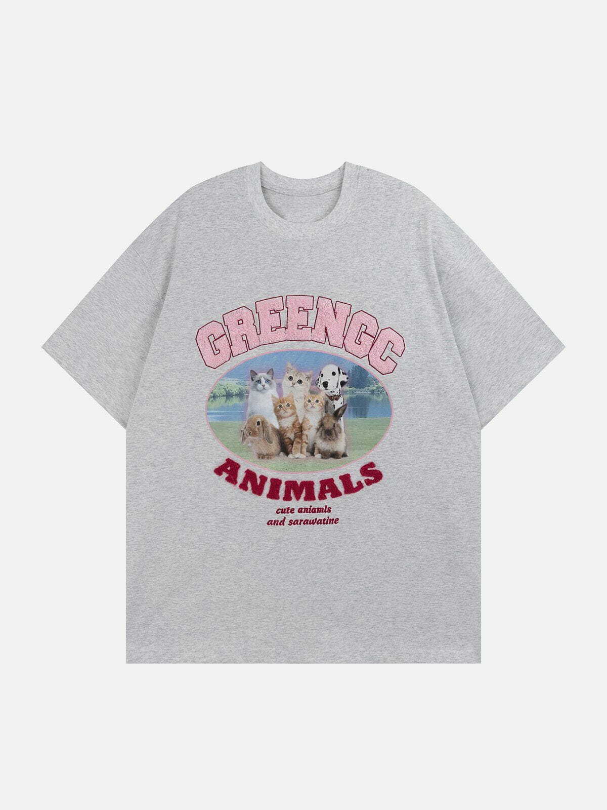 Y2K Aesthetic Cute Animal Graphic Tee - Trendy 90s Style for Summer Outfits & Casual Looks