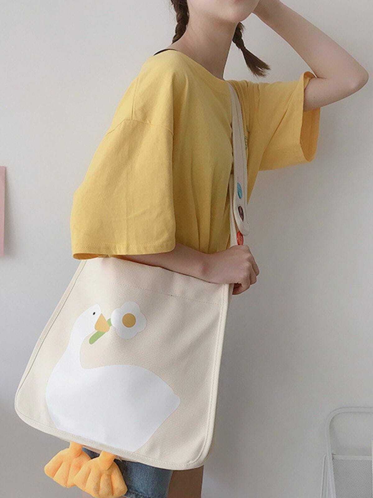 Y2K Aesthetic Cute Duck Canvas Bag - Perfect for Summer Outfits, Grunge Style & 90s Fashion