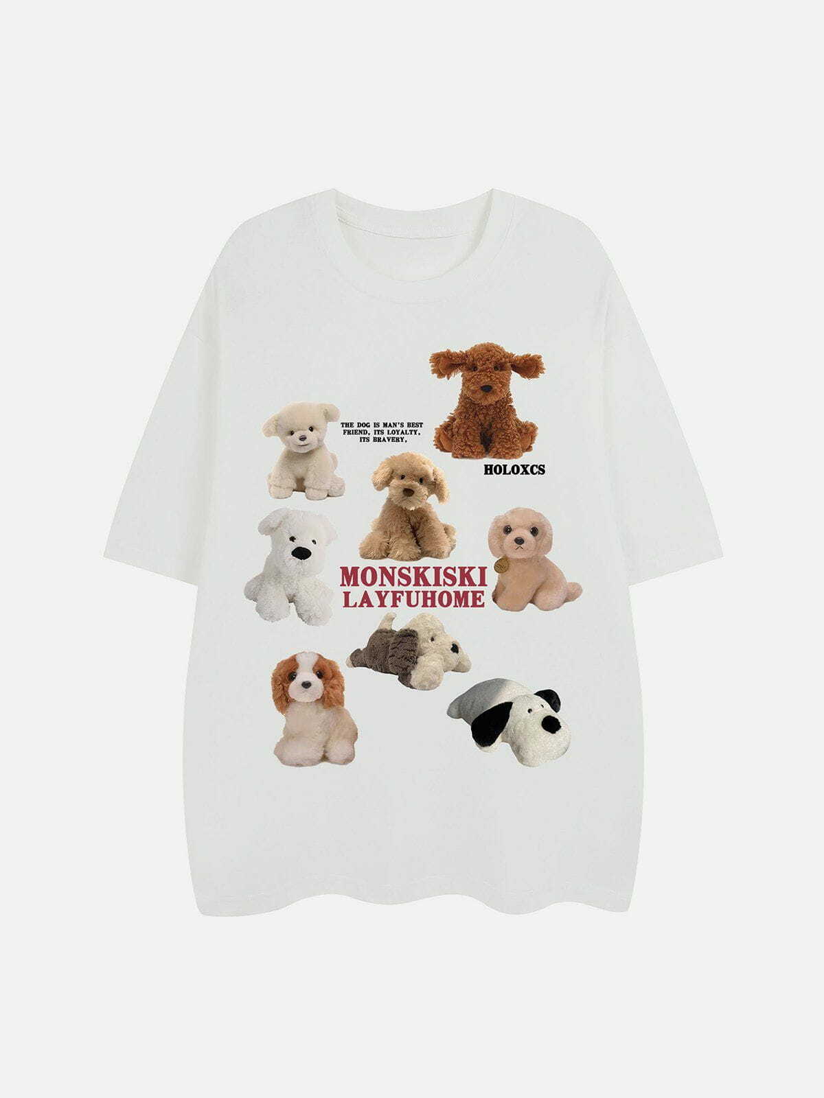 Y2K Aesthetic Dogs Print Tee - Cute Grunge Style for Summer Outfits & 90s Fashion Lovers