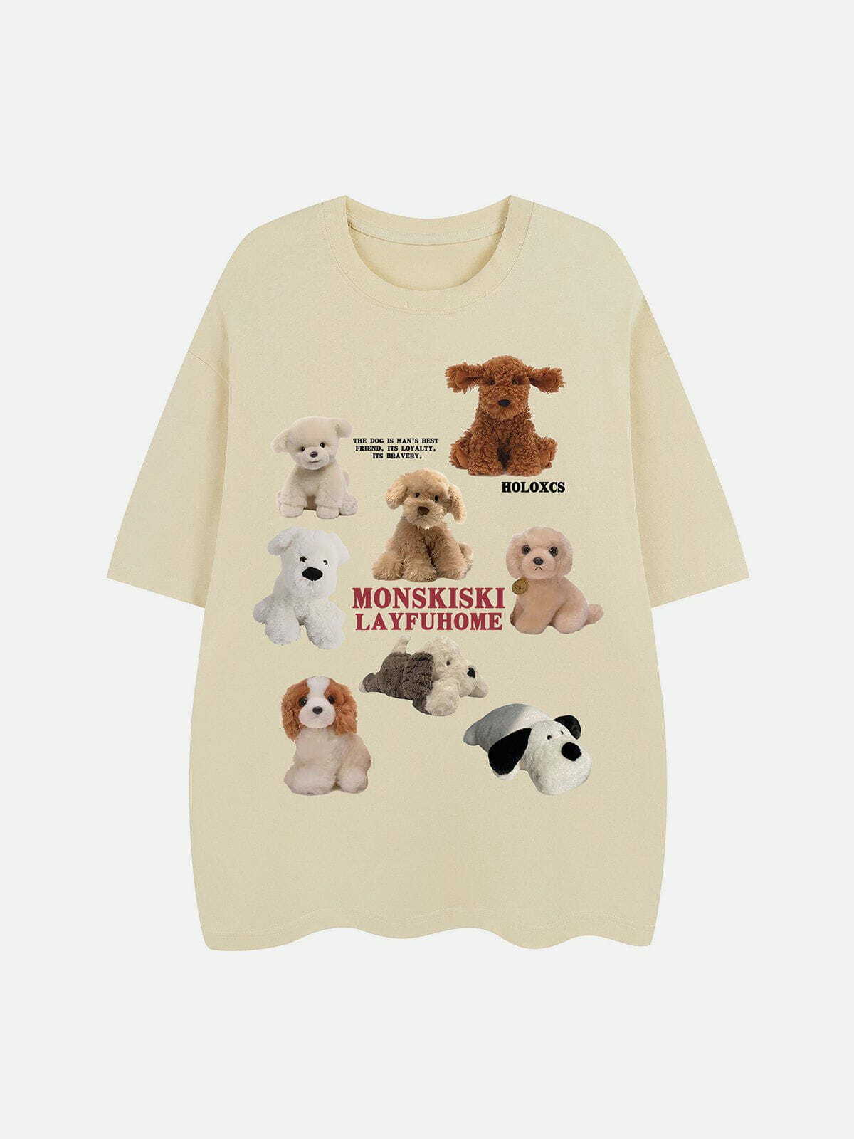 Y2K Aesthetic Dogs Print Tee - Cute Grunge Style for Summer Outfits & 90s Fashion Lovers