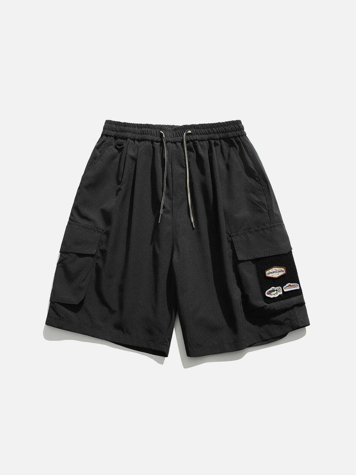 Y2K Aesthetic Drawstring Cargo Shorts with Large Pockets for Summer Outfits and Grunge Style