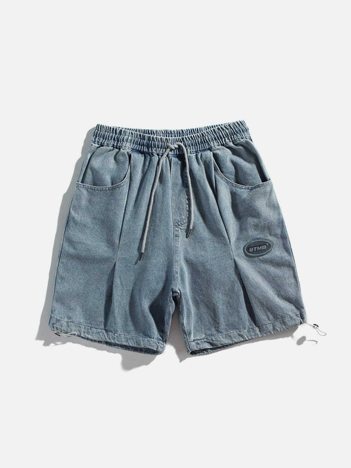 Y2K Aesthetic Drawstring Label Shorts - Trendy 90s Grunge Summer Outfit for Effortless Style