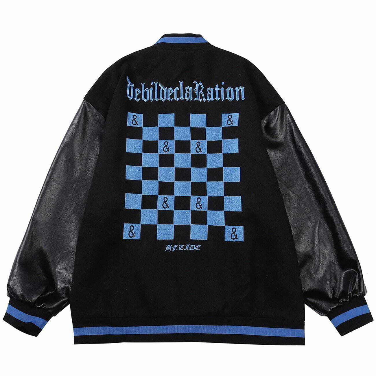 Y2K Aesthetic Embroidered Checkerboard Winter Coat for Grunge and 90s Fashion Lovers