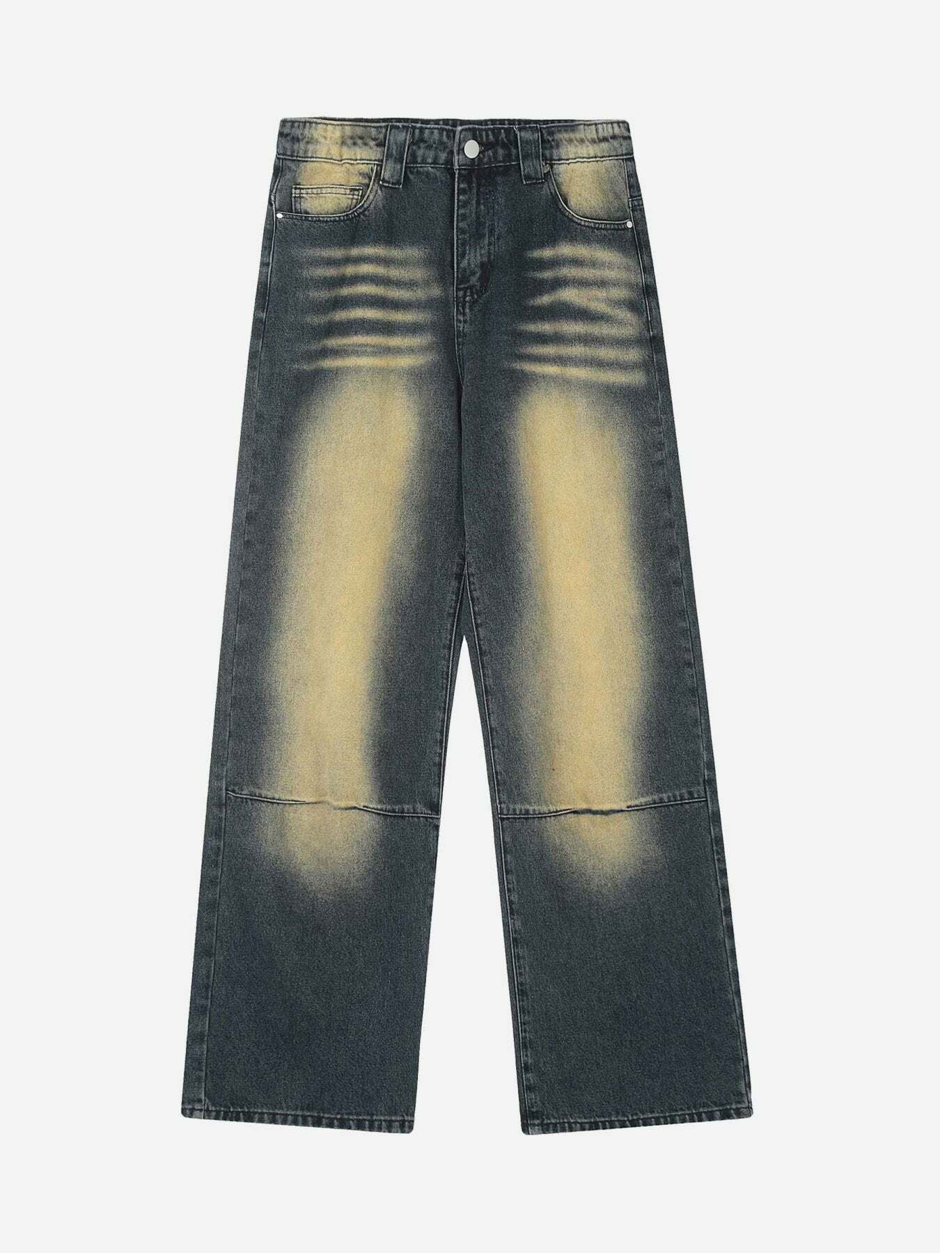 Y2K Aesthetic Embroidered Jeans - Vintage 90s Grunge Style with American Gothic Flair